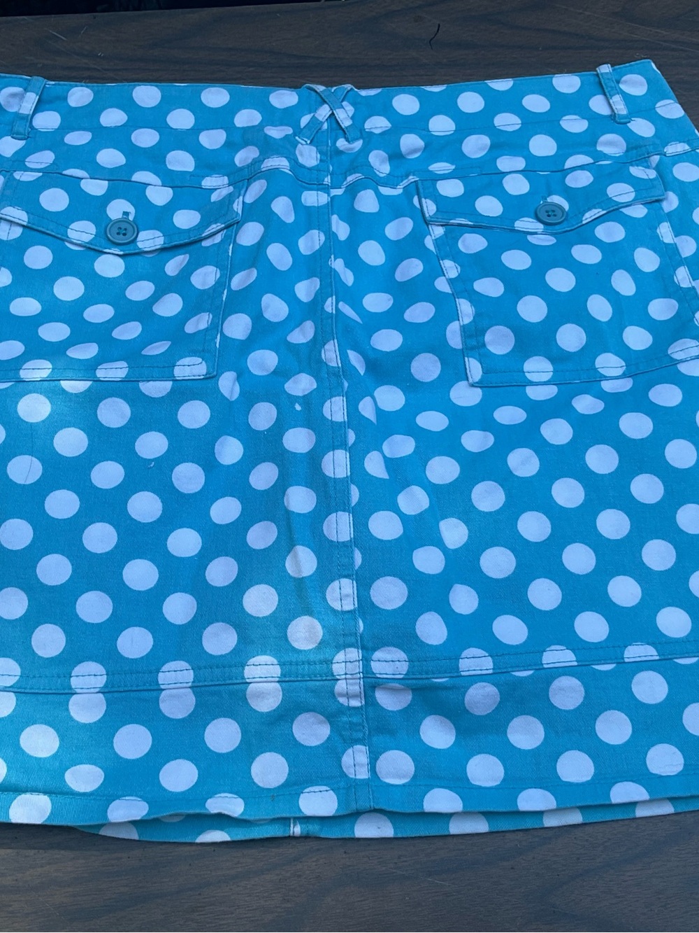 9-2026 Larry Levine Turquoise and White Polka Dot Skort/skirt size 14